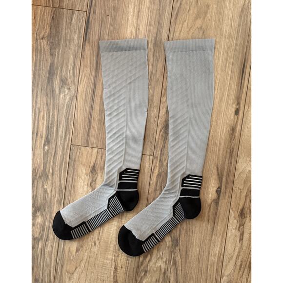 Compression Socks Stockings Knee High Womens Mens Medical 20-30 mm XL Gray Black - Picture 2 of 8